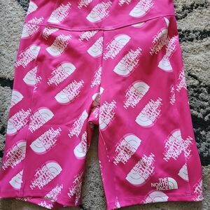 The North Face Hot Pink Logo All-Over Bike Shorts Girls Large